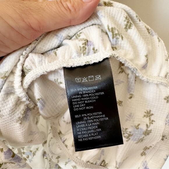 Urban Outfitters Brenan White and Blue Ditsy Floral Ruched Mini Dress M - Picture 8 of 9